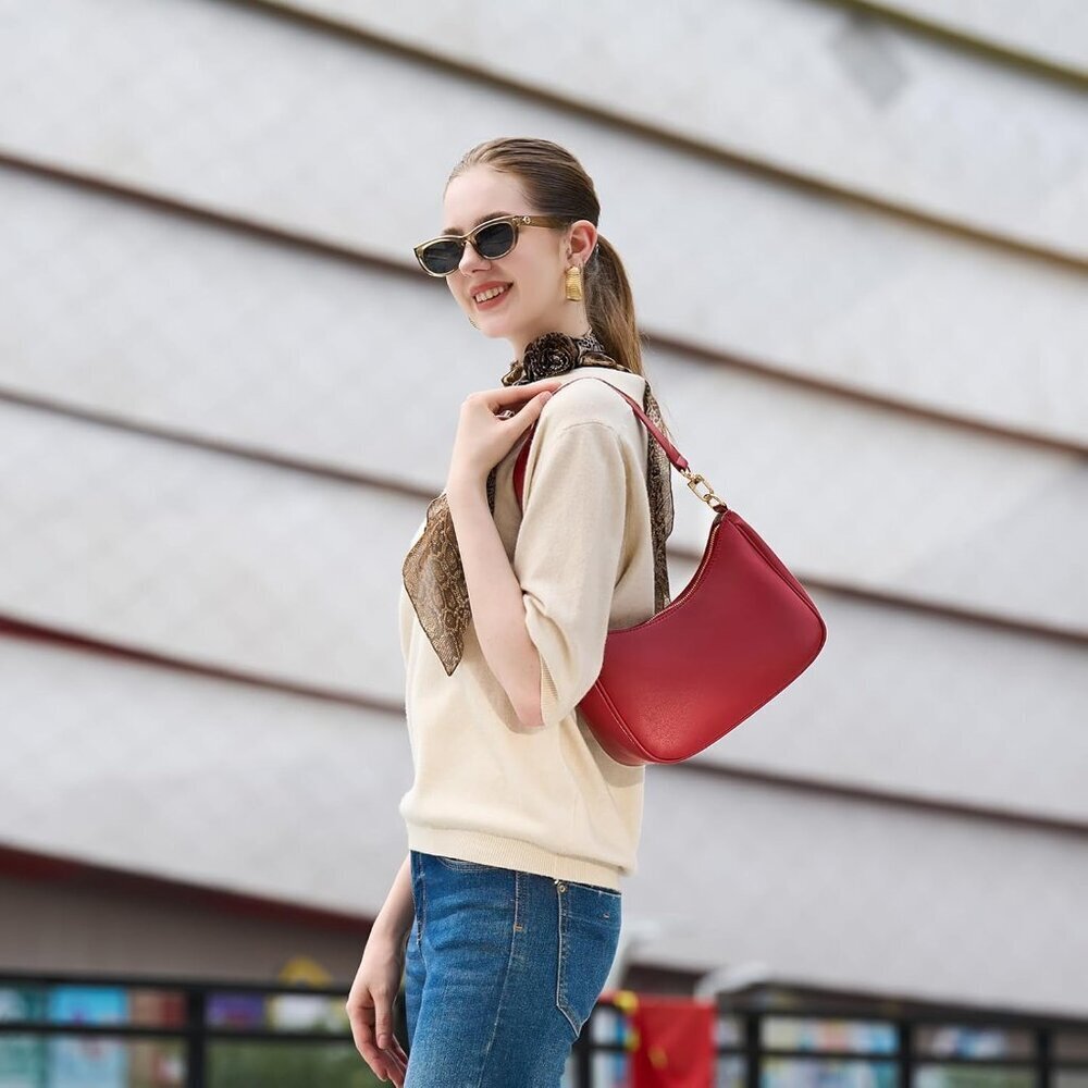 Women Red-G Imported Polyester Pu Leather Zipper Closure Cute Mini Tote Handbag - Picture 2 of 6